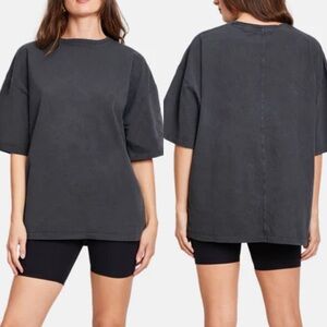 JOAH BROWN Oversized Vintage Tee Washed Black Baggy Boyfriend Slouchy Small/Med